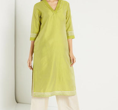 Cotton Silk Embroidered Kurta