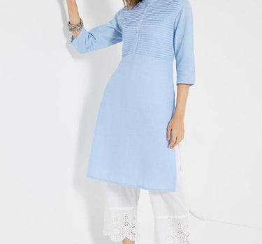 Embroidered Cotton Round Neck Women's Long Kurta