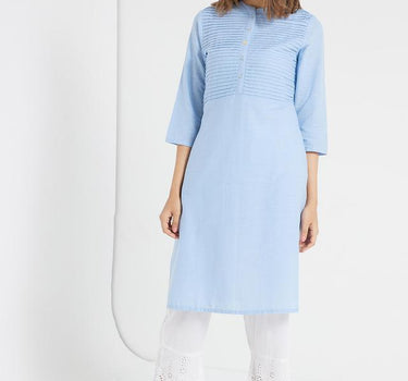 Embroidered Cotton Round Neck Women's Long Kurta