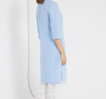 Embroidered Cotton Round Neck Women's Long Kurta