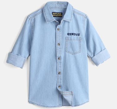 Solid Cotton Collared Neck Boys Shirt