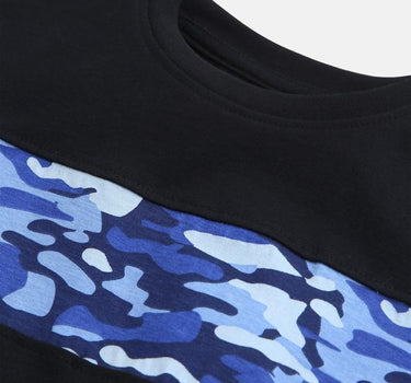 Black and Camo Cotton T-shirt for Boys