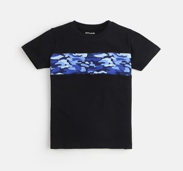 Black and Camo Cotton T-shirt for Boys