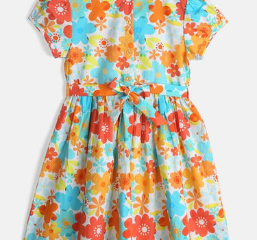 Multicolor Floral Print Dress for Girls