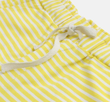 Yellow Striped Cotton Shorts for Girls