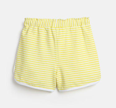 Yellow Striped Cotton Shorts for Girls