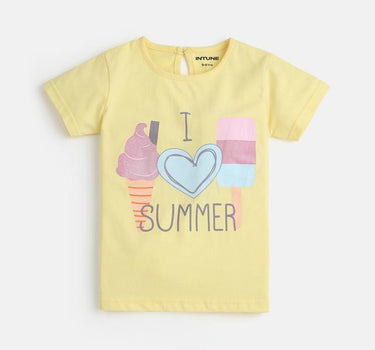 Graphic Cotton Regular Fit Girls T-Shirt