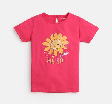 Graphic Cotton Regular Fit Girls T-Shirt