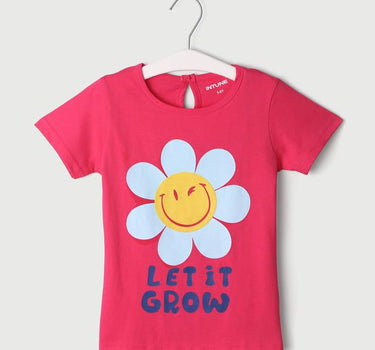 Printed Cotton Regular Fit Girls T-Shirt