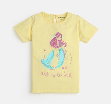 Printed Cotton Regular Fit Girls T-Shirt