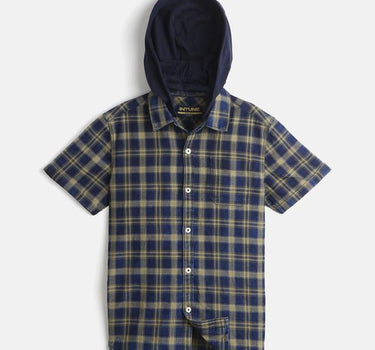 Checks Cotton Hooded Boys Shirt