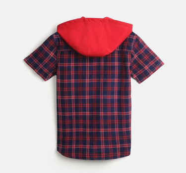 Checks Cotton Hooded Boys Shirt