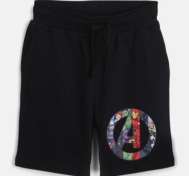 Avengers Logo Graphic Printed Cotton Shorts for Boys