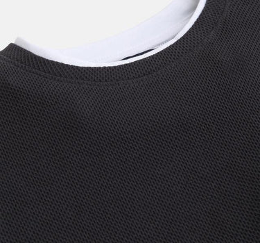 Textured Cotton Full Sleeves Boys T-Shirt - Charcoal