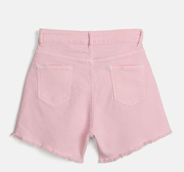 Solid Poly Cotton Regular Fit Girls Shorts