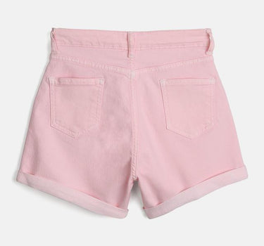 Solid Poly Cotton Regular Fit Girls Shorts