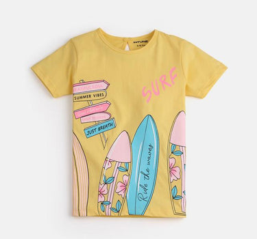 Graphic Cotton Regular Fit Girls T-Shirt