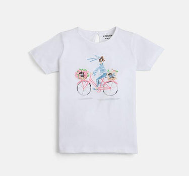 Graphic Cotton Round Neck Girls T-Shirt