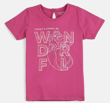 Printed Cotton Regular Fit Girls T-Shirt