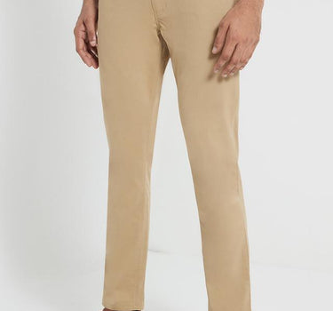 Khaki Slim Fit Cropped Stretch Cotton Chinos