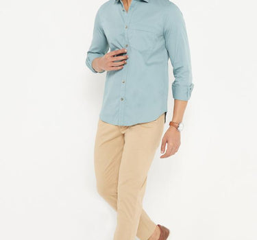 Khaki Slim Fit Cropped Stretch Cotton Chinos