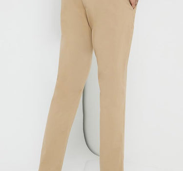 Khaki Slim Fit Cropped Stretch Cotton Chinos