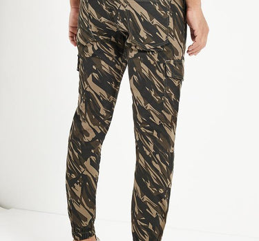 Green Stretch Cotton Camouflage Cargo Joggers