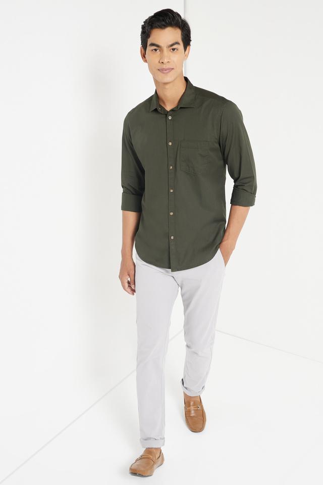 Dark Green Twill Solid Men's Casual Shirt – Intune Fashion