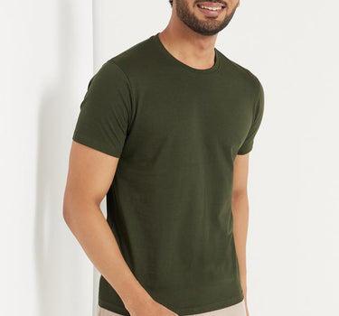 Solid Cotton Regular Fit Men's T-Shirt