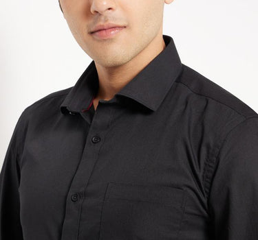 Cotton Rich Solid Black Formal Shirt