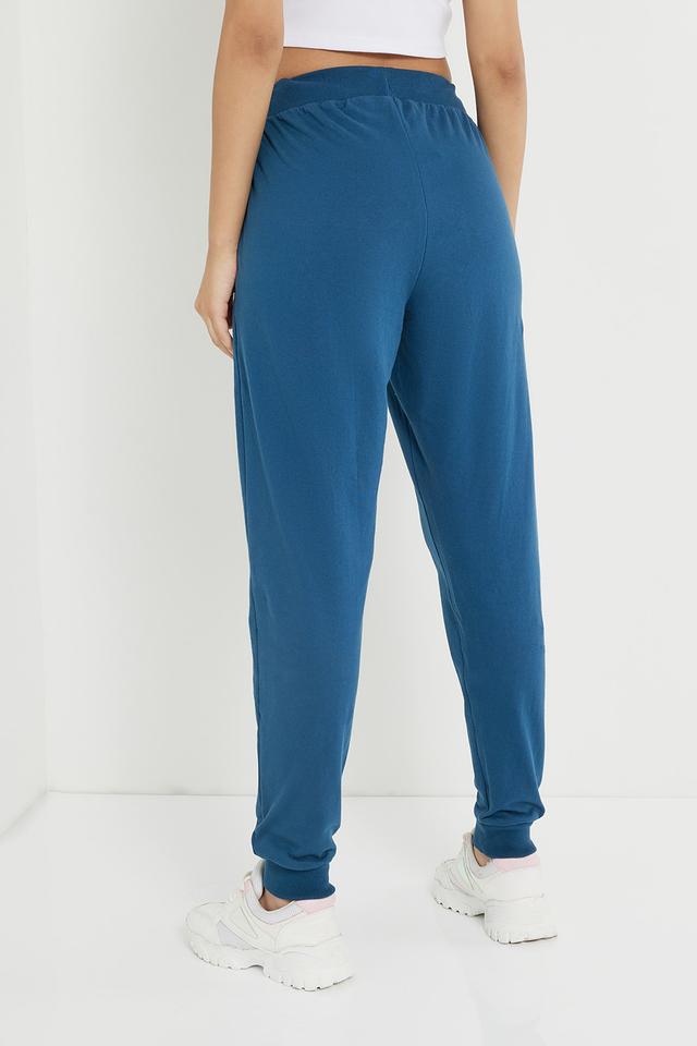 Blue Cotton Joggers For Women Intune Fashion