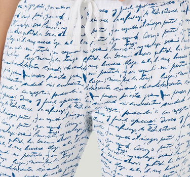 Handwriting Print Cotton Joggers for Women