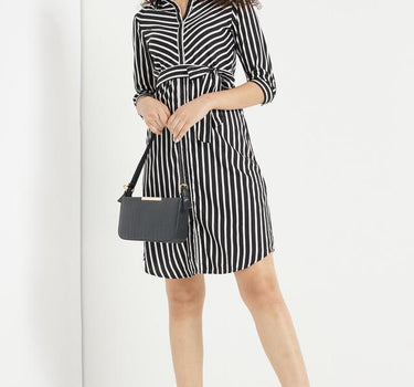 Black and White Striped Dress for Women