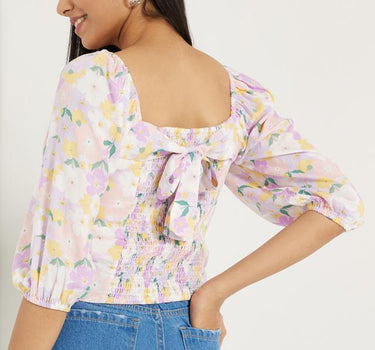 Printed Cotton Round Neck Women's Top