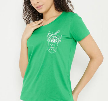 Printed Cotton Round Neck Women's T-Shirt