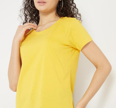 Solid Cotton Round Neck Women's T-Shirt