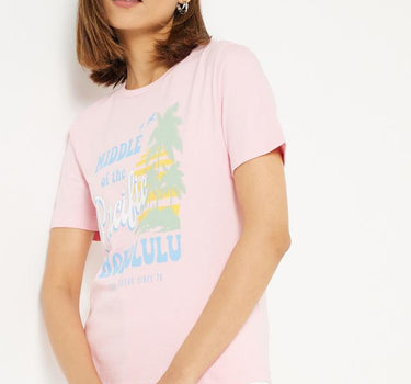 Printed Cotton Round Neck Women's T-Shirt