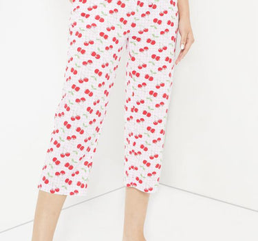 Cotton Blend Printed Capri Pants