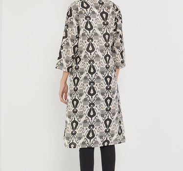 Printed Linen Collared Women's Kurta