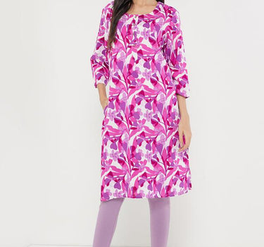 Printed Rayon Round Neck Women's Kurta