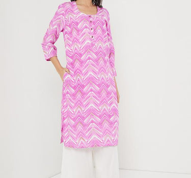 Printed Rayon Round Neck Women's Kurta