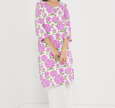 Printed Rayon Round Neck Women's Kurta