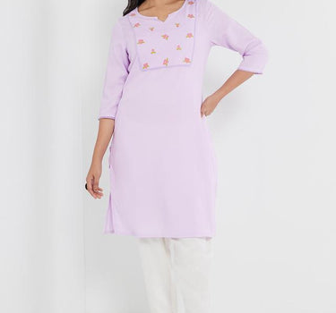 Embellished Rayon Round Neck Women's Kurta