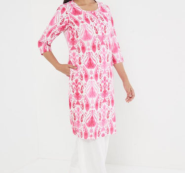 Abstract Rayon Round Neck Women's Casual Wear Kurta