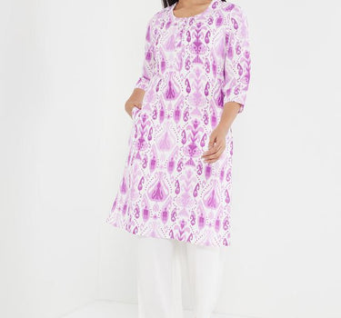 Printed Rayon Round Neck Women's Casual Wear Kurta