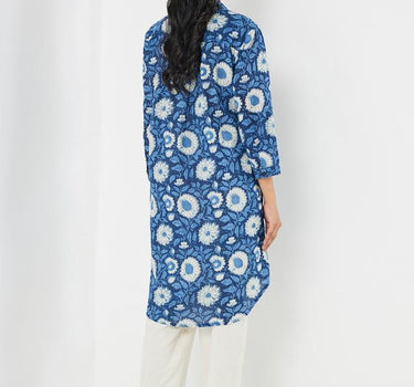 Solid Linen Collared Women's Kurti