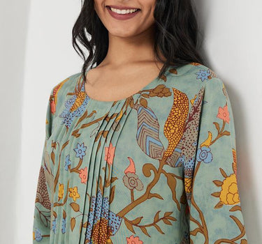 Printed Rayon Regular Fit Women's Long Kurta