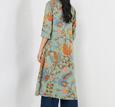 Printed Rayon Regular Fit Women's Long Kurta