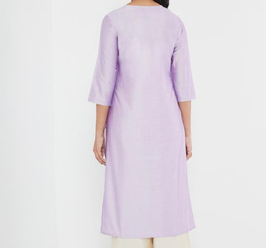 Embellished Blended Round Neck Women's Kurta