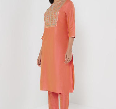 Embellished Blended Round Neck Women's Kurta